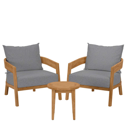 Brisbane 3-Piece Teak Wood Outdoor Patio Set by Furniture For America