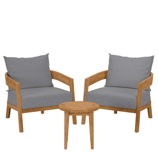Brisbane 3-Piece Teak Wood Outdoor Patio Set by Furniture For America