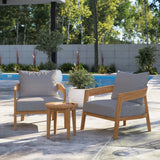 Blake 3-Piece Teak Wood Outdoor Patio Set in Natural Gray