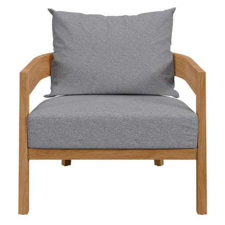 Brisbane 3-Piece Teak Wood Outdoor Patio Set in Natural Gray