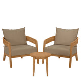 Blake 3-Piece Teak Wood Outdoor Patio Set in Natural Light Brown
