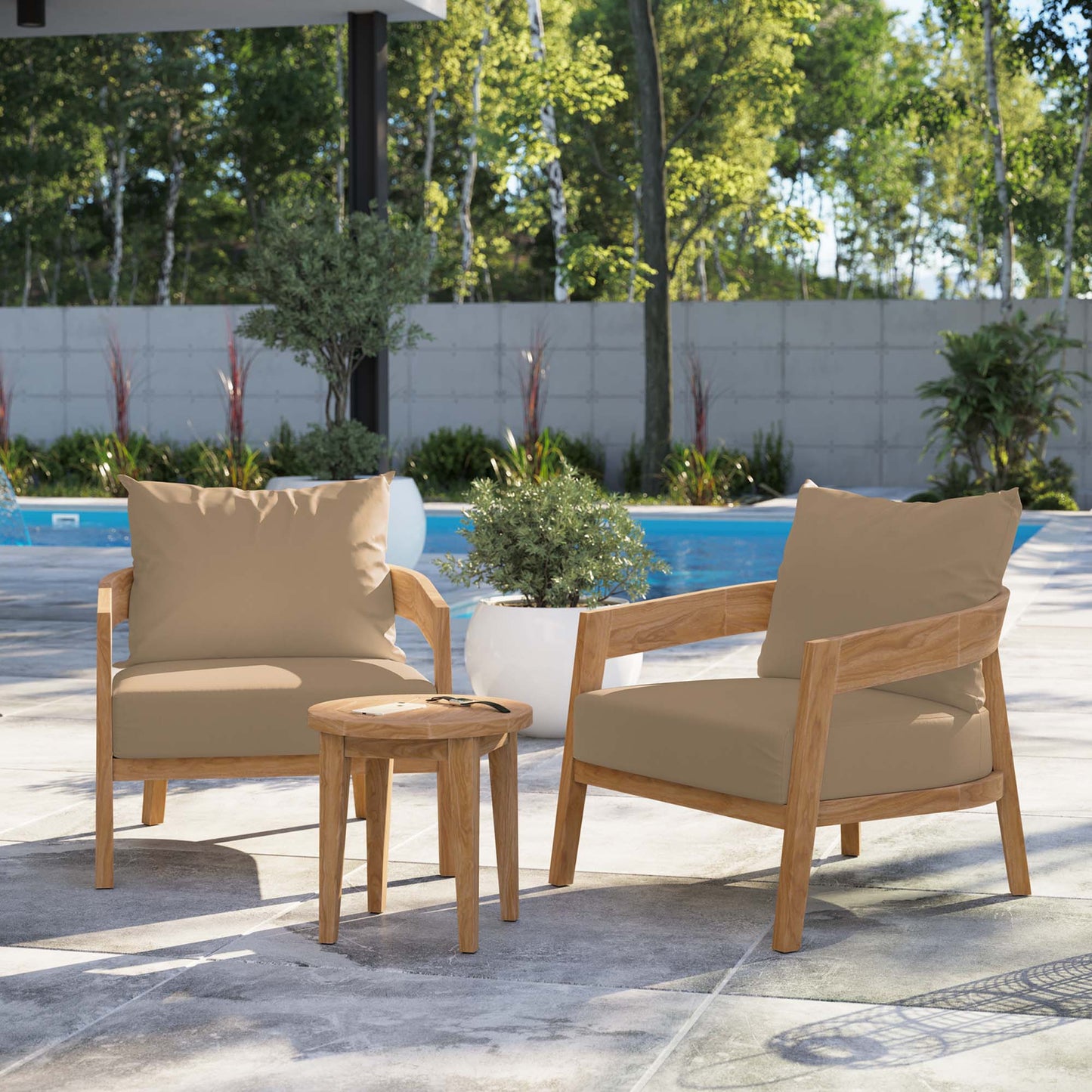 Brisbane 3-Piece Teak Wood Outdoor Patio Set by Furniture For America