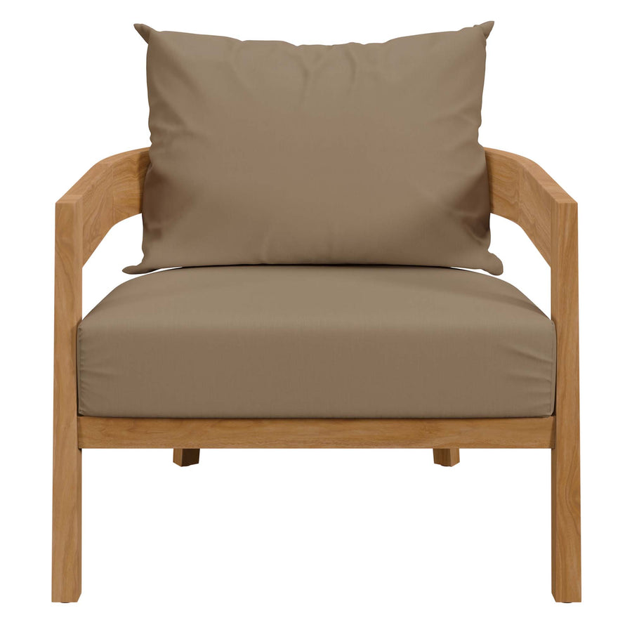 Blake 3-Piece Teak Wood Outdoor Patio Set in Natural Light Brown