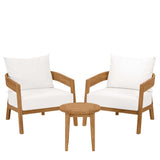 Blake 3-Piece Teak Wood Outdoor Patio Set in Natural White
