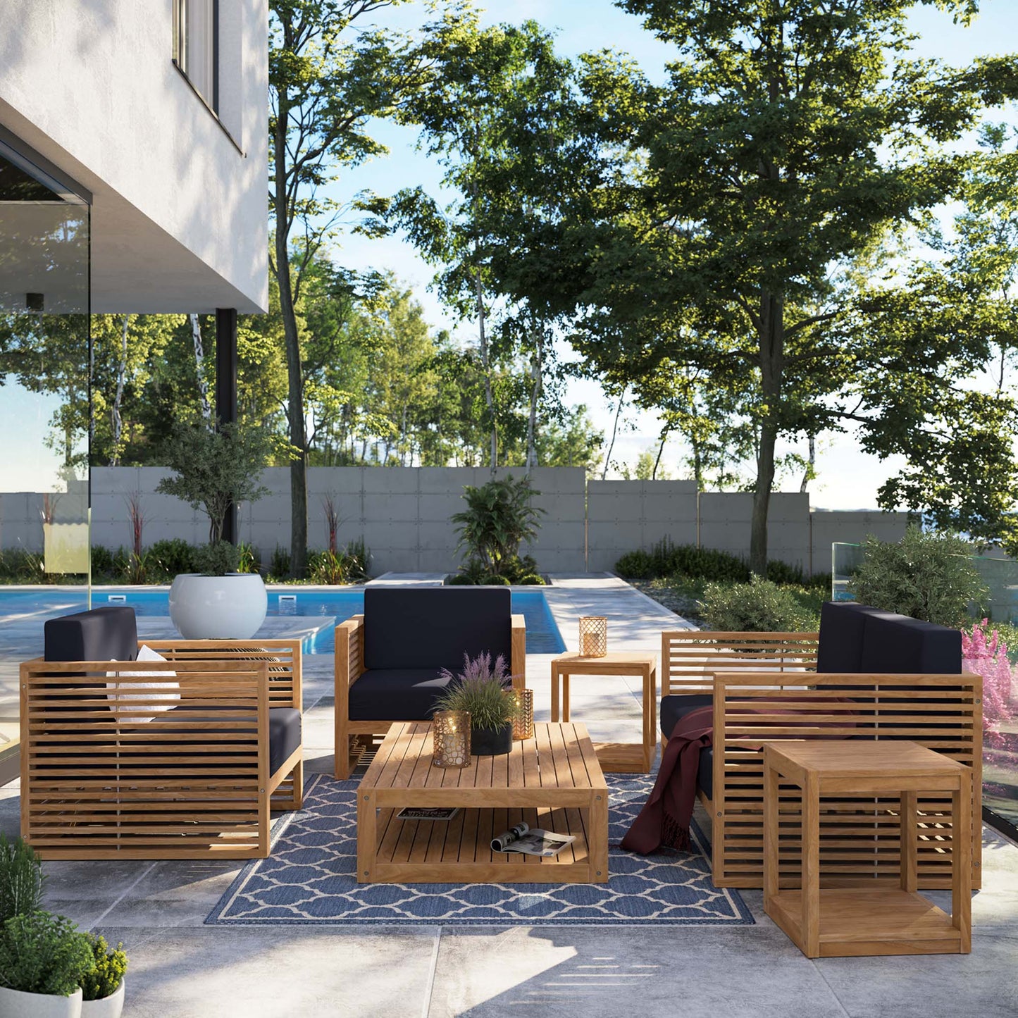 Carlsbad 6-Piece Teak Wood Outdoor Patio Set by Furniture For America