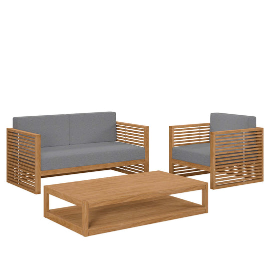 Carlsbad 3-Piece Teak Wood Outdoor Patio Set by Furniture For America