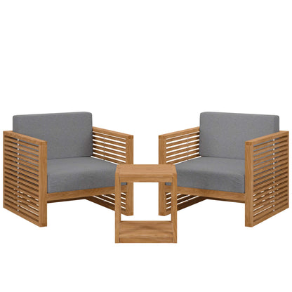 Carlsbad 3-Piece Teak Wood Outdoor Patio Set by Furniture For America