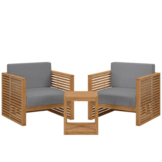 Carlsbad 3-Piece Teak Wood Outdoor Patio Set by Furniture For America