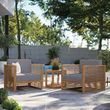 Avery 3-Piece Teak Wood Outdoor Patio Set in Natural Gray