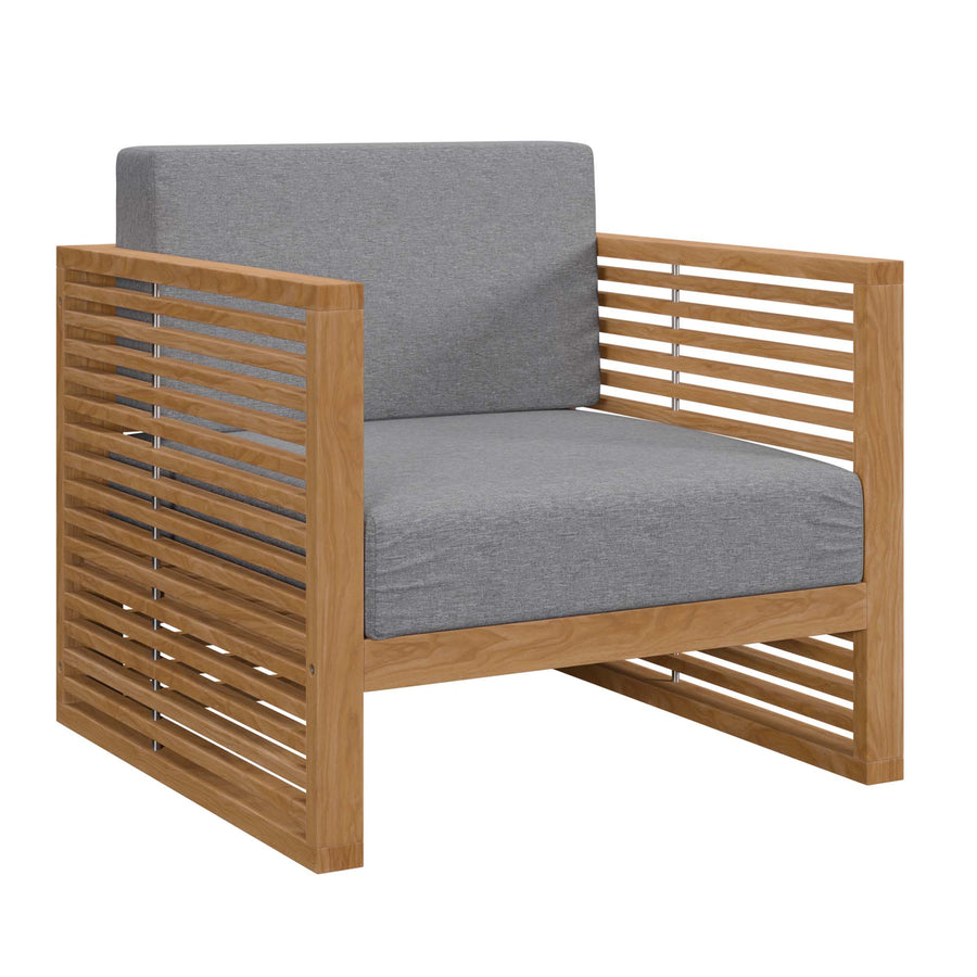 Avery 3-Piece Teak Wood Outdoor Patio Set in Natural Gray