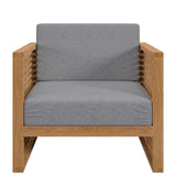 Avery 3-Piece Teak Wood Outdoor Patio Set in Natural Gray