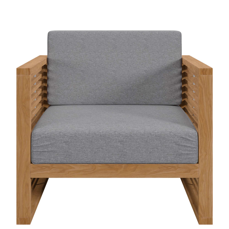 Avery 3-Piece Teak Wood Outdoor Patio Set in Natural Gray
