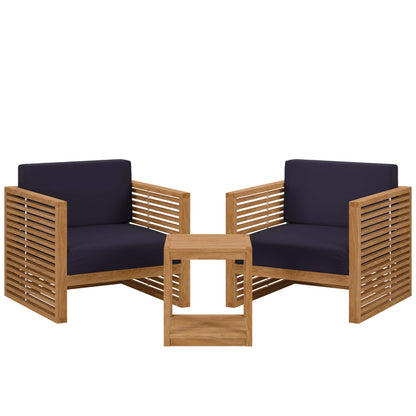 Carlsbad 3-Piece Teak Wood Outdoor Patio Set by Furniture For America