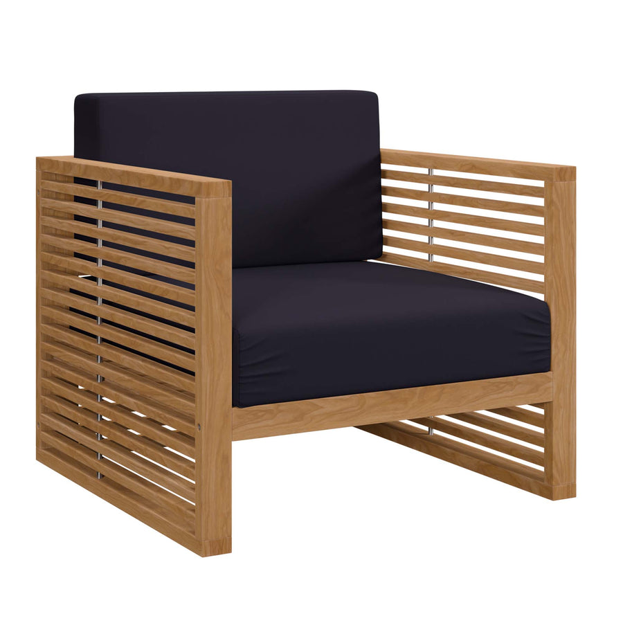 Avery 3-Piece Teak Wood Outdoor Patio Set in Natural Navy