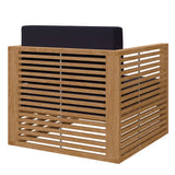 Avery 3-Piece Teak Wood Outdoor Patio Set in Natural Navy