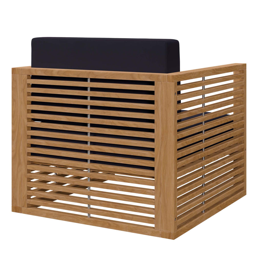 Avery 3-Piece Teak Wood Outdoor Patio Set in Natural Navy