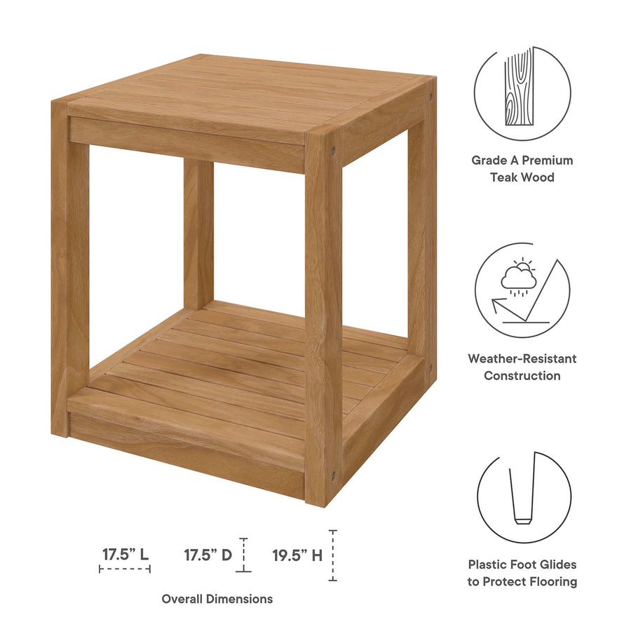 Avery 3-Piece Teak Wood Outdoor Patio Set in Natural White