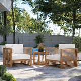 Avery 3-Piece Teak Wood Outdoor Patio Set in Natural White