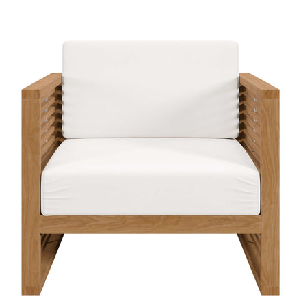 Carlsbad 3-Piece Teak Wood Outdoor Patio Set in Natural White