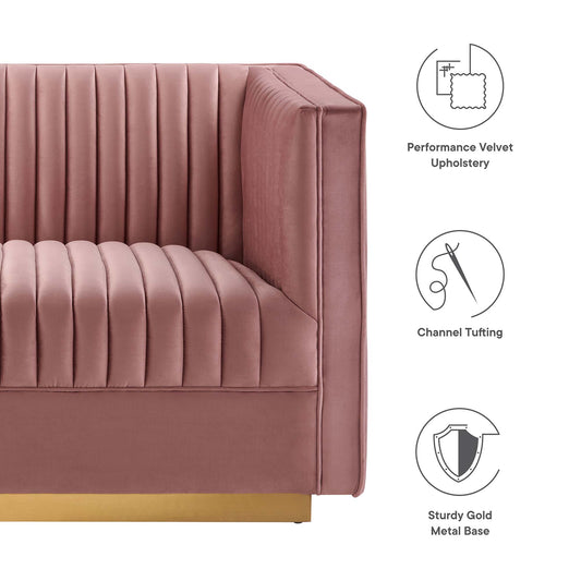 Sanguine 6-Piece Channel Tufted Performance Velvet Modular Sectional Sofa by Furniture For America