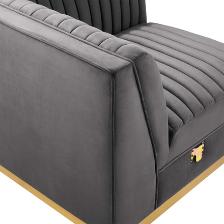 Sanguine 6-Piece Channel Tufted Performance Velvet Modular Sectional Sofa in Gray