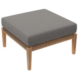 Vesper Outdoor Patio Teak Wood Ottoman in Gray Graphite