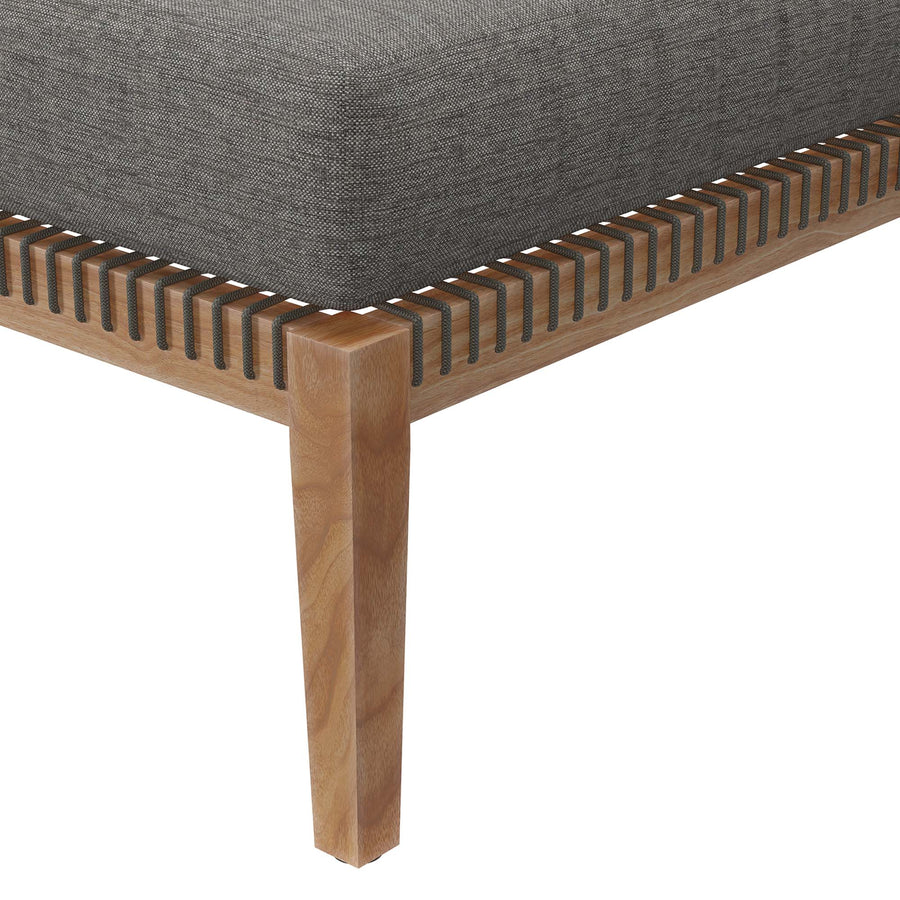 Vesper Outdoor Patio Teak Wood Ottoman in Gray Graphite
