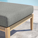 Vesper Outdoor Patio Teak Wood Ottoman in Gray Graphite