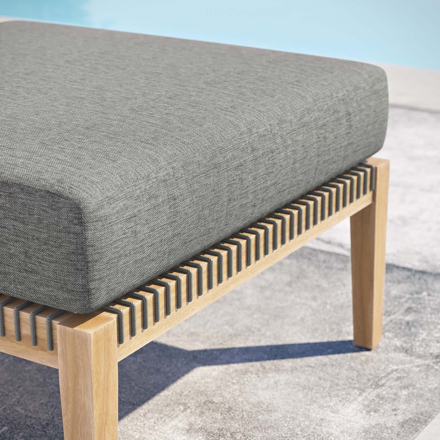 Vesper Outdoor Patio Teak Wood Ottoman in Gray Graphite