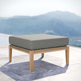 Vesper Outdoor Patio Teak Wood Ottoman in Gray Graphite