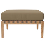 Vesper Outdoor Patio Teak Wood Ottoman in Gray Light Brown