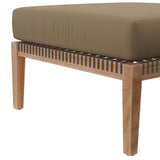 Vesper Outdoor Patio Teak Wood Ottoman in Gray Light Brown