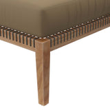 Vesper Outdoor Patio Teak Wood Ottoman in Gray Light Brown