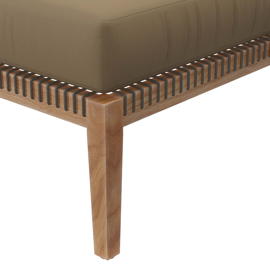 Vesper Outdoor Patio Teak Wood Ottoman in Gray Light Brown