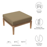 Vesper Outdoor Patio Teak Wood Ottoman in Gray Light Brown