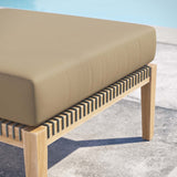 Vesper Outdoor Patio Teak Wood Ottoman in Gray Light Brown