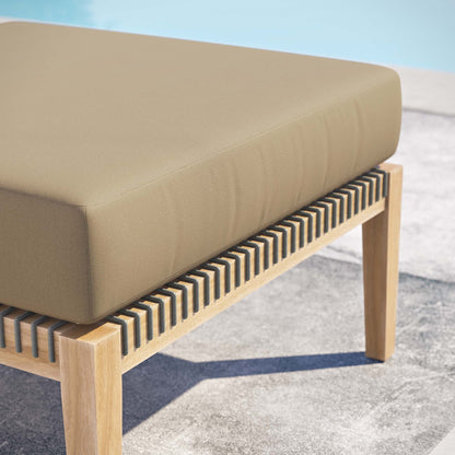 Clearwater Outdoor Patio Teak Wood Ottoman by Furniture For America