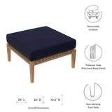 Vesper Outdoor Patio Teak Wood Ottoman in Gray Navy