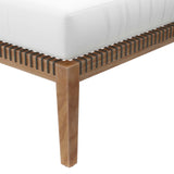 Vesper Outdoor Patio Teak Wood Ottoman in Gray White