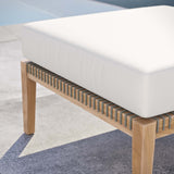 Vesper Outdoor Patio Teak Wood Ottoman in Gray White