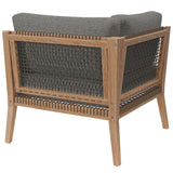 Vesper Outdoor Patio Teak Wood Corner Chair in Gray Graphite