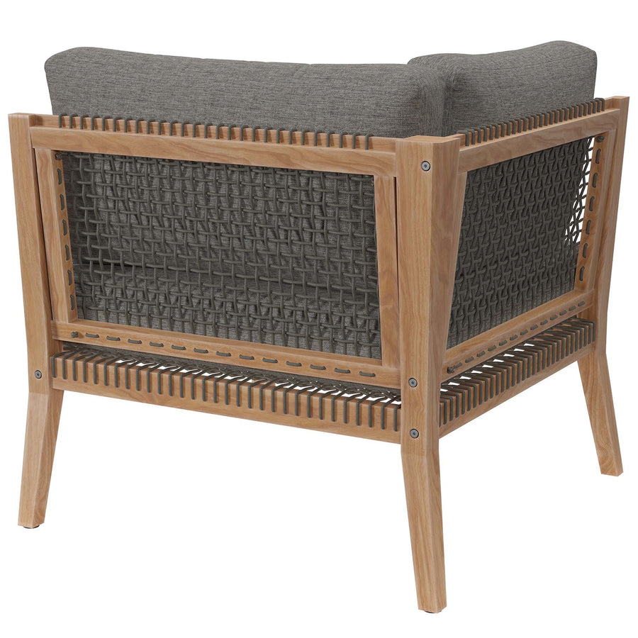 Vesper Outdoor Patio Teak Wood Corner Chair in Gray Graphite