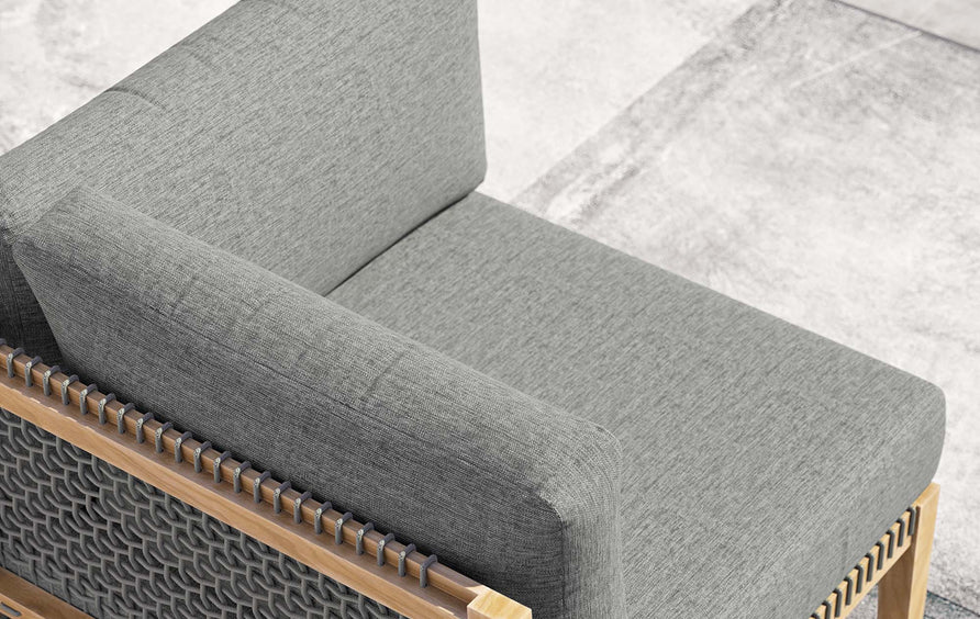 Vesper Outdoor Patio Teak Wood Corner Chair in Gray Graphite