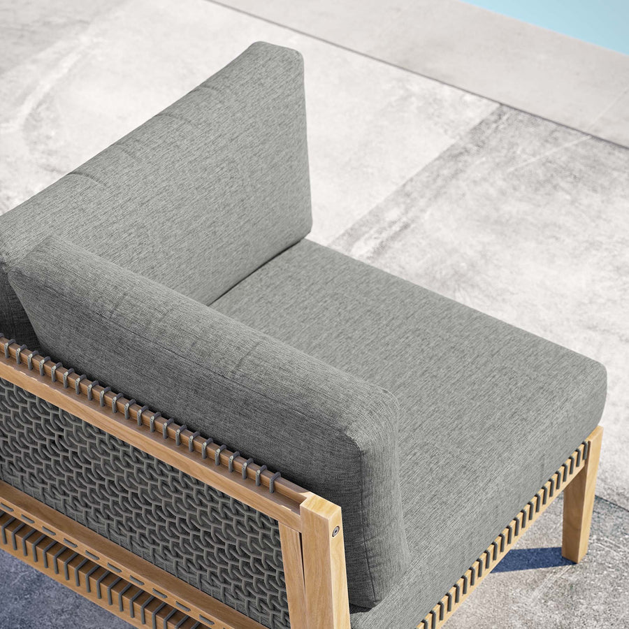 Vesper Outdoor Patio Teak Wood Corner Chair in Gray Graphite