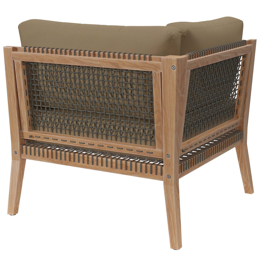 Vesper Outdoor Patio Teak Wood Corner Chair in Gray Light Brown