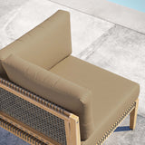 Vesper Outdoor Patio Teak Wood Corner Chair in Gray Light Brown