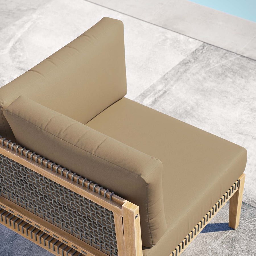 Vesper Outdoor Patio Teak Wood Corner Chair in Gray Light Brown