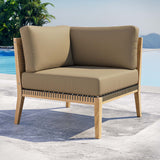 Vesper Outdoor Patio Teak Wood Corner Chair in Gray Light Brown