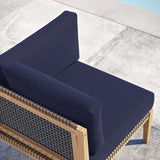 Vesper Outdoor Patio Teak Wood Corner Chair in Gray Navy