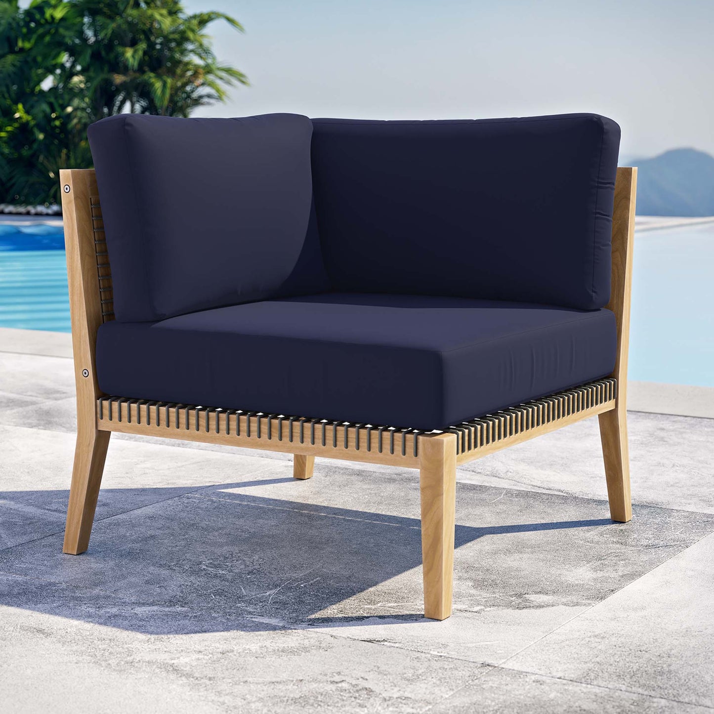 Clearwater Outdoor Patio Teak Wood Corner Chair by Furniture For America